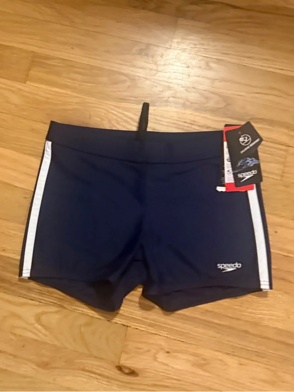 Speedo Navy and White Athletic Swim Trunks